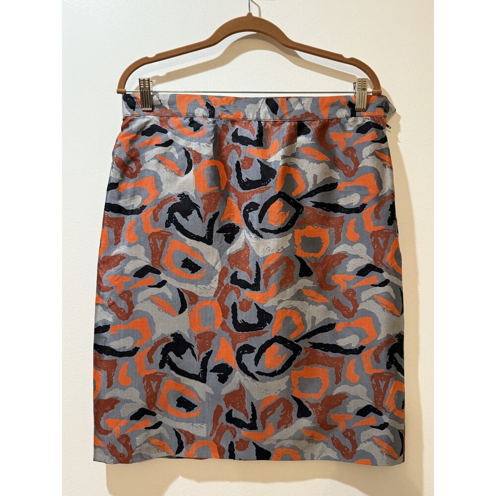 Vintage Abstract Leopard Lined Skirt Retro Grey Orange Bold Dopamine